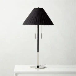 Pogo Polished Nickel And Black Cane Table Lamp