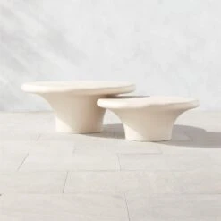 Pompeo Round Ivory Cast Resin Outdoor Coffee Table Large 9 Pompeo Round Ivory Cast Resin Outdoor Coffee Table Large -Nesto Store PompeoResinS2TableSHS23