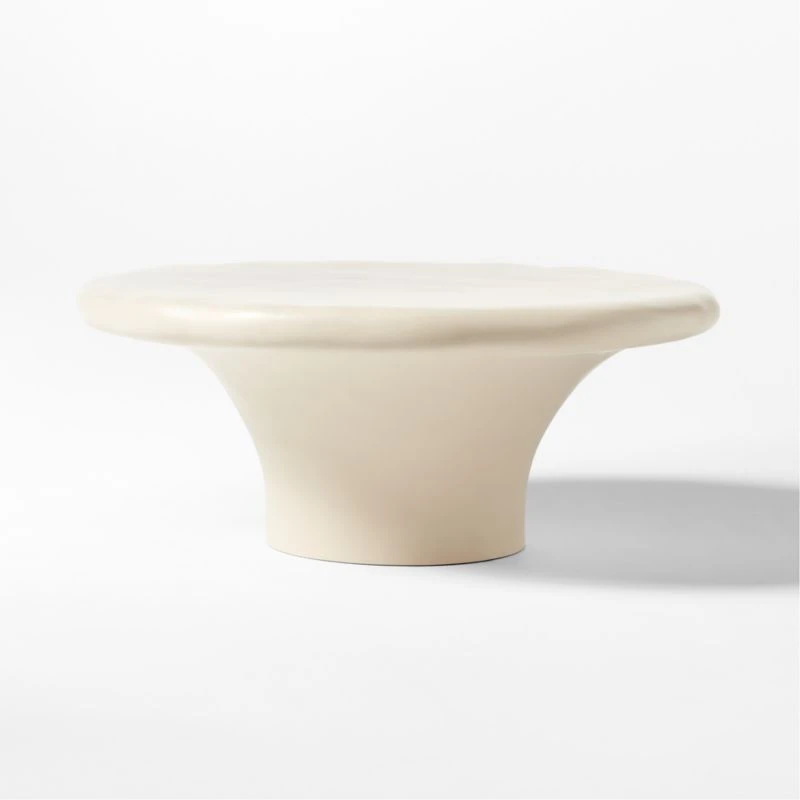 Pompeo Round Ivory Cast Resin Outdoor Coffee Table Large 6 Pompeo Round Ivory Cast Resin Outdoor Coffee Table Large - Image 4