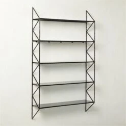 Ponte Black Metal Wall Mount Bookshelf Tall -Nesto Store PonteHmrdRdTallBookcaseAV2SHS22