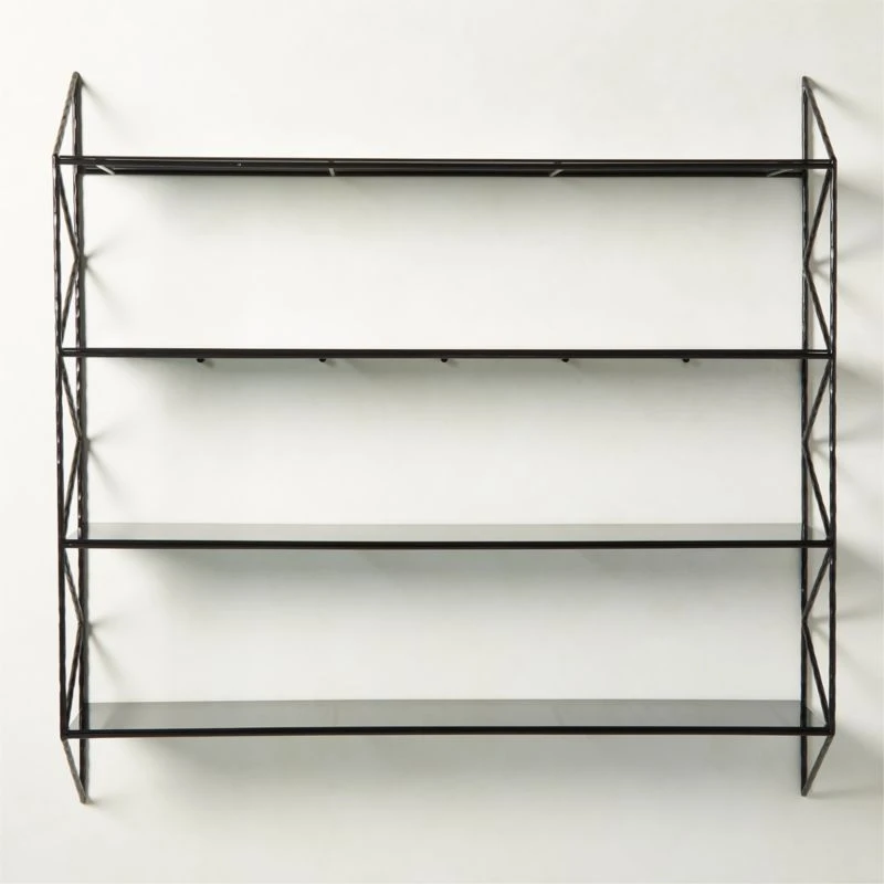 Ponte Black Metal Wall Mount Bookshelf Wide 4 Ponte Black Metal Wall Mount Bookshelf Wide - Image 2