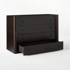 Port Low 4-Drawer Blackened Walnut Wood Dresser -Nesto Store PortBlckndWdShrtDresser3QAVSSS21