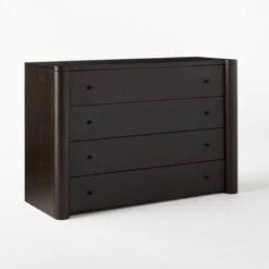 Port Low 4-Drawer Blackened Walnut Wood Dresser -Nesto Store PortBlckndWdShrtDresser3QSSS21