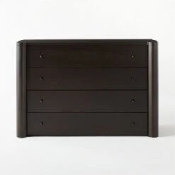 Port Low 4-Drawer Blackened Walnut Wood Dresser -Nesto Store PortBlckndWdShrtDresserSOSSS21
