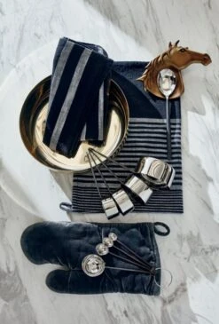 Cafe Organic Cotton Black Striped Dish Towels Set Of 2 12 Cafe Organic Cotton Black Striped Dish Towels Set Of 2 -Nesto Store PorterGoldLowServingBowlMR20