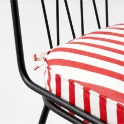 Pavilion Black Armless Outdoor Patio Dining Chair With Striped Sunbrella Cushion Model 6150 -Nesto Store PvlnBkALDnChrWStdChM6150AVSSS22