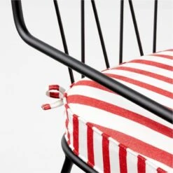 Pavilion Black Outdoor Dining Armchair With Striped Sunbrella ® Cushion Model 6160 Set Of 2 -Nesto Store PvlnBkDnChrWSTdChM6160AVSSS22 1