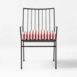 Pavilion Black Outdoor Dining Armchair With Striped Sunbrella ® Cushion Model 6470 Set Of 4 -Nesto Store PvlnBkDnChrWStdChM6470SOSSS22 1