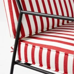 Pavilion Black Metal Outdoor Sofa With Striped Sunbrella Cushions Model 6490 -Nesto Store PvlnBkSofaChrWSdChM6490AVSSS22