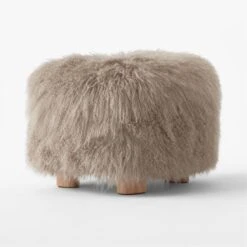 Bozzi Taupe Mongolian Sheepskin Ottoman -Nesto Store RCBozziDkGyMglnShsknOttmnSOSSF22