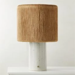 Ramble Tall White Ceramic Table Lamp With Jute Shade