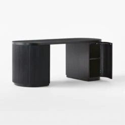 Reid Oval Black Wood Storage Desk -Nesto Store ReidEbonizedDesk3QAVSSS23