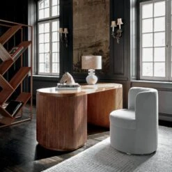 Reid Oval Brown Wood Storage Desk 13 Reid Oval Brown Wood Storage Desk -Nesto Store ReidOvalDeskJL20 1x1