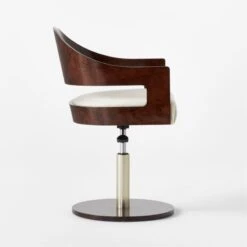 Renato Chenille And Burl Wood Office Chair -Nesto Store RenatoBrlWdOfficeChairSDSSF22