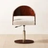 Renato Chenille And Burl Wood Office Chair -Nesto Store RenatoBrlWdOfficeChairSHF22