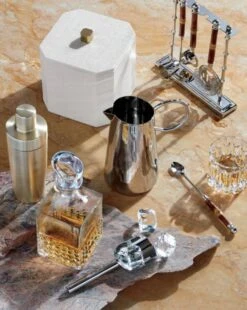 4-Piece Bamboo Bar Tool Set With Stand -Nesto Store ReneLacqueredLinenWhiteIceAG19 1