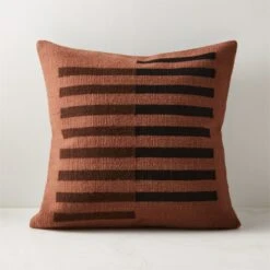 Rhava Woven Brown Throw Pillow With Feather-Down Insert 20"