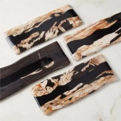 Ring Rectangular Petrified Wood And Resin Serving Platter -Nesto Store RingPtrfdWdNRsnRectSrvrAV3SHF23