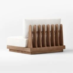 Riposo Wood Armless Outdoor Chair With Boucle Sunbrella ® Cushions -Nesto Store RiposoTeakArmlessChair3QBSSS22