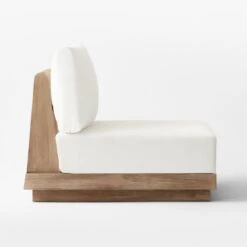 Riposo Wood Armless Outdoor Chair With Boucle Sunbrella ® Cushions -Nesto Store RiposoTeakArmlessChairSDSSS22