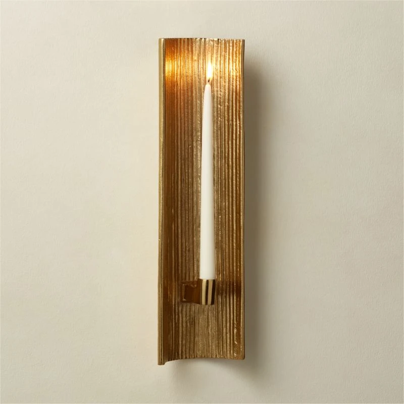 Ripple Brass Wall Sconce Taper Candle Holder 4 Ripple Brass Wall Sconce Taper Candle Holder - Image 2
