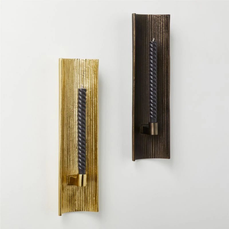 Ripple Brass Wall Sconce Taper Candle Holder 6 Ripple Brass Wall Sconce Taper Candle Holder - Image 4