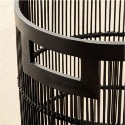 Ronan Black Bamboo Storage Basket Small -Nesto Store RonanBlkBasketWHndlsSmAV2SHF22
