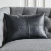 Rue Black Leather Throw Pillow With Down-Alternative Insert 18"x12" -Nesto Store RueLthrBlkPillow18X12inSHF21