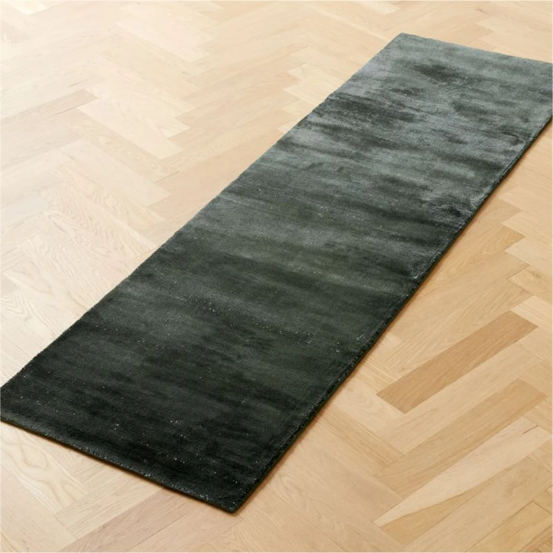 Rumiere Handloomed Dark Teal Viscose Runner Rug 2.5'x8' 4 Rumiere Handloomed Dark Teal Viscose Runner Rug 2.5'x8' - Image 2