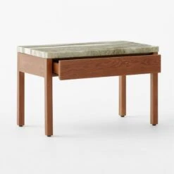 Ryne Oak Wood Nightstand With Marble Top -Nesto Store RyneMarbleNightstand3QAVSSS23