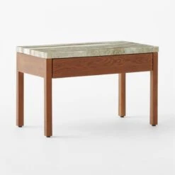 Ryne Oak Wood Nightstand With Marble Top -Nesto Store RyneMarbleNightstand3QSSS23