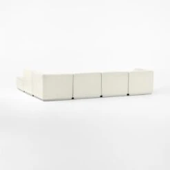 Salon 6-Piece L-Shaped Ivory White Chenille Sectional Sofa -Nesto Store Salon6pcIvorySect3QBSSF22