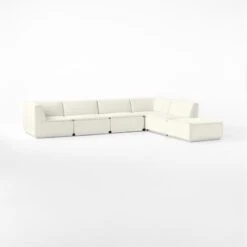 Salon 6-Piece L-Shaped Ivory White Chenille Sectional Sofa -Nesto Store Salon6pcIvorySect3QSSF22