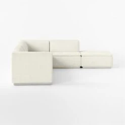 Salon 6-Piece L-Shaped Ivory White Chenille Sectional Sofa -Nesto Store Salon6pcIvorySectSDSSF22