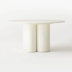 Sannois Round Lacquered Linen White Dining Table -Nesto Store SannoisLcqrdLnDnngTable3QBSSS22