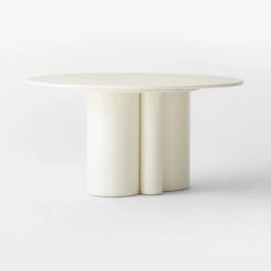 Sannois Round Lacquered Linen White Dining Table -Nesto Store SannoisLcqrdLnDnngTable3QSSS22