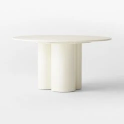 Sannois Round Lacquered Linen White Dining Table -Nesto Store SannoisLcqrdLnDnngTableSDSSS22