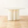 Sannois Round Lacquered Linen White Dining Table -Nesto Store SannoisLcqrdLnDnngTableSHS22