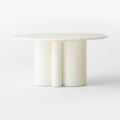 Sannois Round Lacquered Linen White Dining Table -Nesto Store SannoisLcqrdLnDnngTableSOSSS22