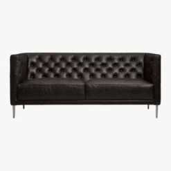 Savile Leather Tufted Apartment Sofa -Nesto Store SavileAptSofaLthrBlkF17