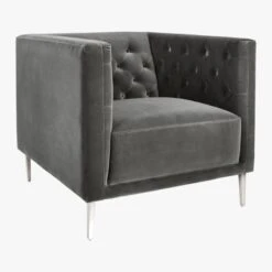 Savile Tufted Chair Luca Storm -Nesto Store SavileStormVelvetChair3QFF19