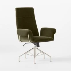 Saviti Olive Velvet Office Chair -Nesto Store SavitiOliveVlvtOffcChair3QSSF22