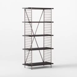 Scala Black Wood Bookshelf With Metal Frame -Nesto Store ScalaBkWdOpenBookcase3QSSS22