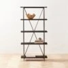 Scala Black Wood Bookshelf With Metal Frame -Nesto Store ScalaBkWdOpenBookcaseAVSHS22