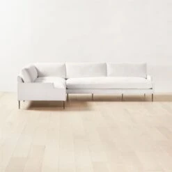 Scalino 3-Piece L-Shaped White Performance Velvet Sectional Sofa With Left Arm Chair