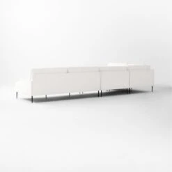 Scalino 4-Piece L-Shaped White Performance Velvet Sectional Sofa With Left Arm Chair -Nesto Store Scalino4PWtStLAChrRALvst3QBSSF22