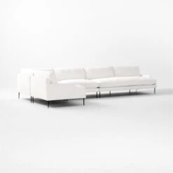 Scalino 4-Piece L-Shaped White Performance Velvet Sectional Sofa With Left Arm Chair -Nesto Store Scalino4PWtStLAChrRALvst3QSSF22