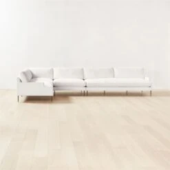 Scalino 4-Piece L-Shaped White Performance Velvet Sectional Sofa With Left Arm Chair