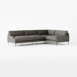 Scalino 3-piece L-Shaped Grey Sectional Sofa With Right Arm Chair -Nesto Store ScalinoGryRAChair3PcSect3QSSF22