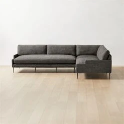 Scalino 3-piece L-Shaped Grey Sectional Sofa With Right Arm Chair